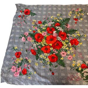 Alcott & Andrews Silk Scarf Made in Italy NEW NOS Vintage Floral Houndstooth